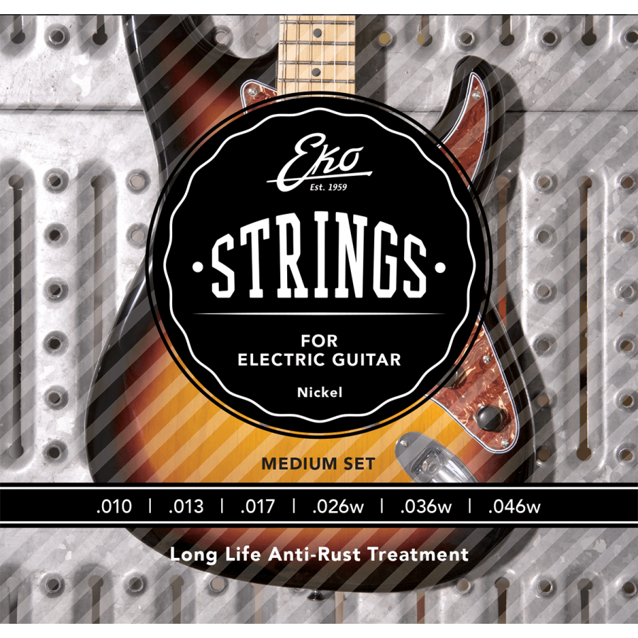 Cordes Guitare Eko Jeu Guitare Electrique 10-46 REGULAR Classification  Regular Calibre 10-13-17-26-36-46 Nombre de cordes 6 Matériaux Nickel  Tirant 10-46